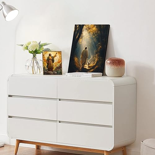 Miniatura 2 de NCYEL Arte de pared de Jesús en lienzo cristiano, impresión de pastor Jesús, póster religioso, obra de arte, sala de estar, dormitorio, decoración