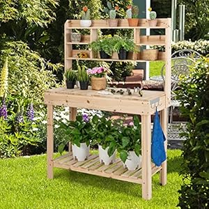 Happygrillpottingbenchtable605woodworkstationworkbenchtablewithflipuptabletopshelveshanginghooksoutdoorflowerpotbenchfarmhousebenchshelfforpatiogardenporch Urban Country Home Decor Happygrill potting bench table 605 wood workstation workbench table with flip up tabletop shelves hanging hooks outdoor flowerpot bench farmhouse bench shelf for patio garden porch urban country home decor