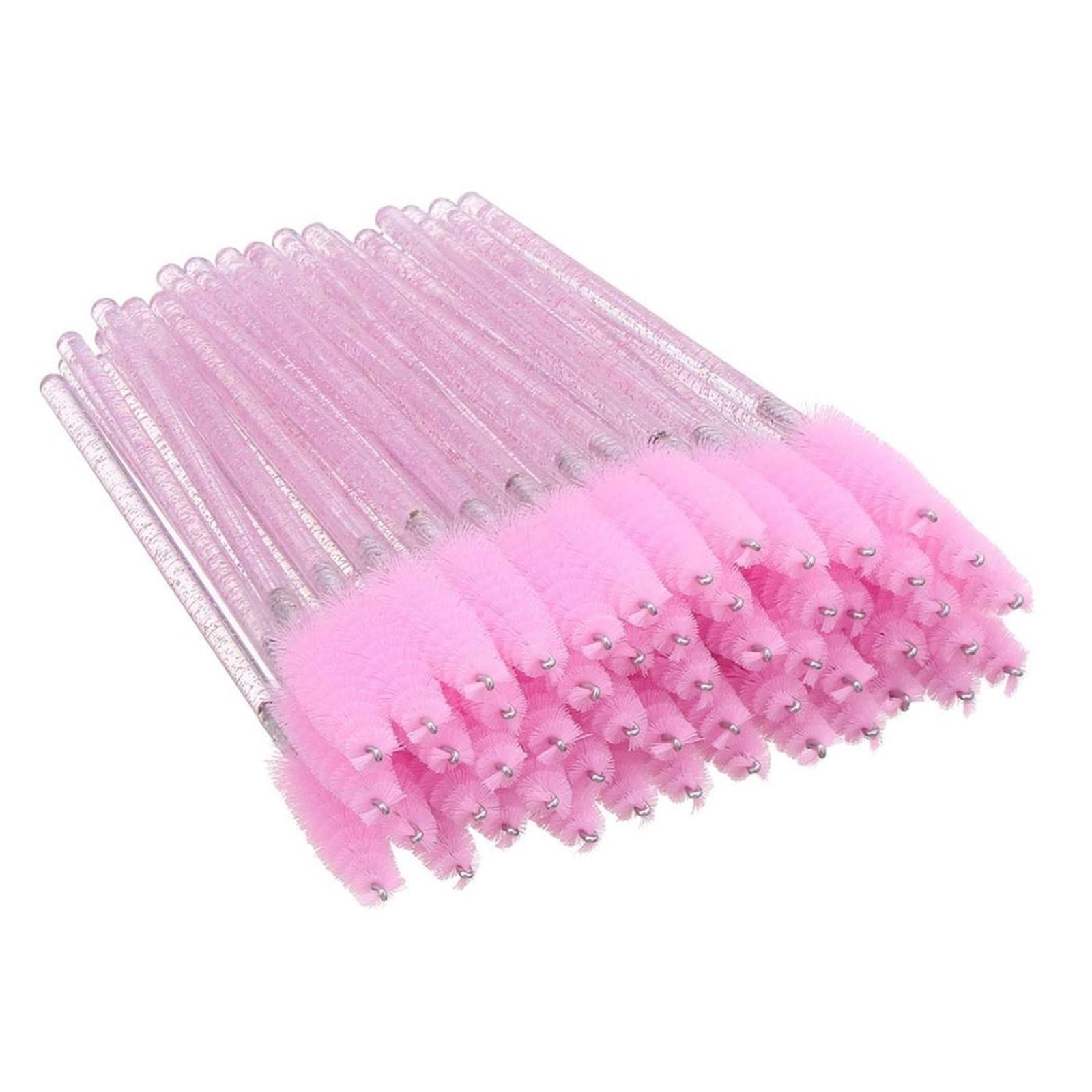 1000 Uds. Varitas de rímel con purpurina, cepillos de pestañas desechables for extensiones, aplicador de pestañas, mango de cristal, Kits de herramientas de maquillaje lingli(Color:Rosa)