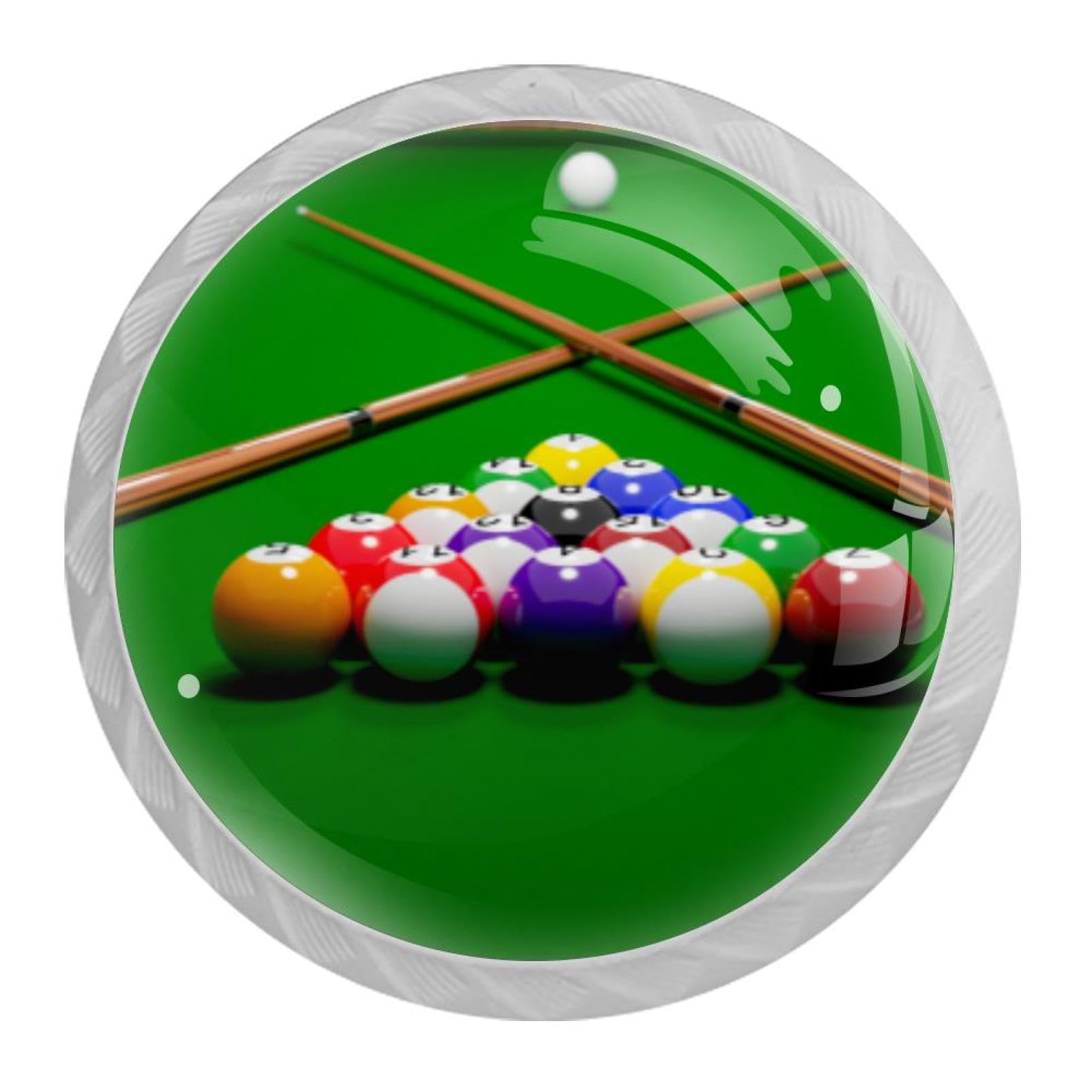 Tqmspg 4 Pieces Drawer Pulls Billiards Balls Door Knobs Dresser Handles for Kitchen Wardrobe Cupboard Hardware Furniture