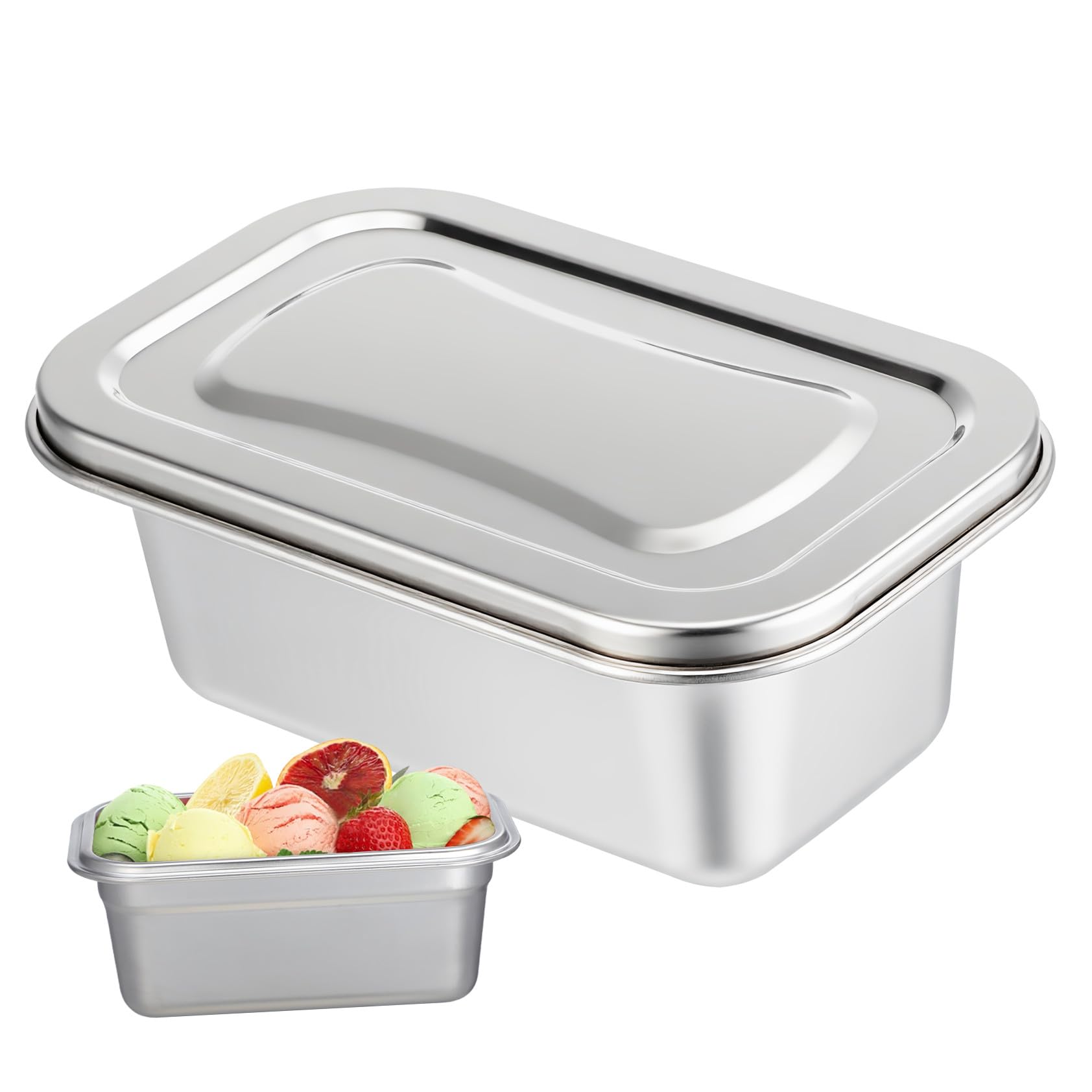 Edelstahl Eiscremebehälter Geschenkideen, Versiegelt, Silber