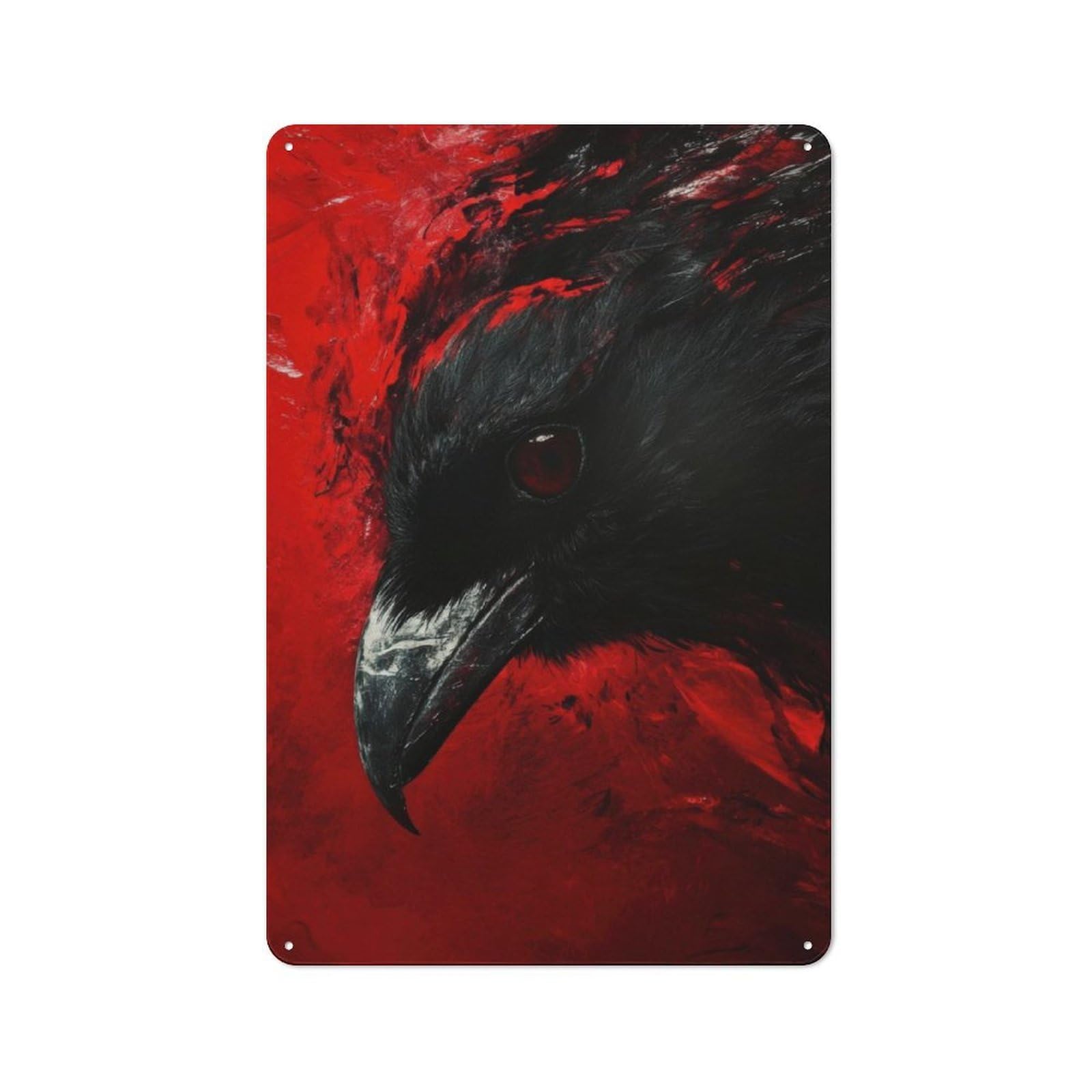 Junmoney Raven With Red Eyes Vintage Tin Sign 30X20cm With For Garage Wall, Suited To People Furnishing A Garage