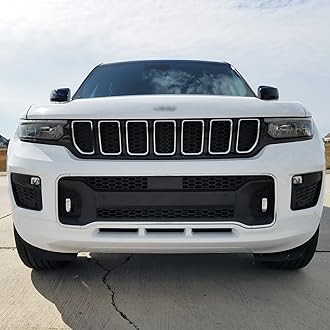 SlickMod Chrome Delete Blackout Vinyl Overlay for 2021-2023 Jeep Grand Cherokee L Front Bumper Trim (2. Front Bumper Trim, Gloss Black)