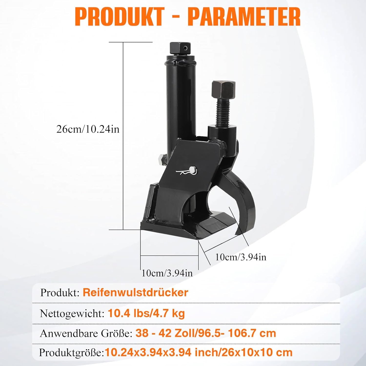 Manueller Reifenwulstbrecher Reifenmontiergerät | 96,5–106,7 cm Reifenmontage Werkzeug Montiereisen Reifenheber für Auto, ATV, Traktor, LKW Raddemontage Reparatur