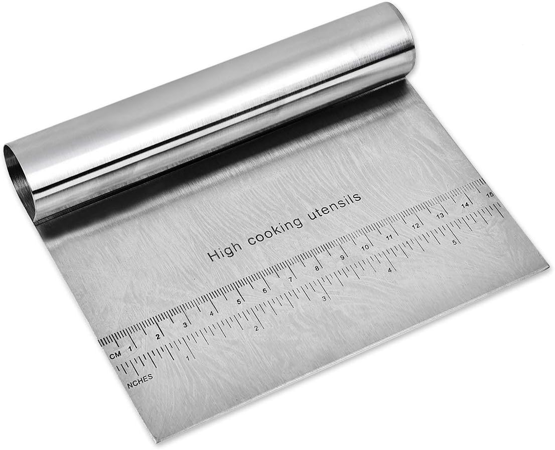 Stainless Steel Dough Cutter Multi-Purpose Bench Scraper Chopper with Measurement Great Pastry Scraper Pizza Cutter