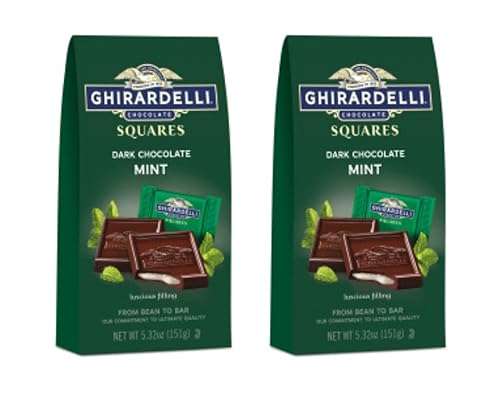 Ghirardelli - Cuadrados de chocolate oscuro y menta, paquete de dos unidades