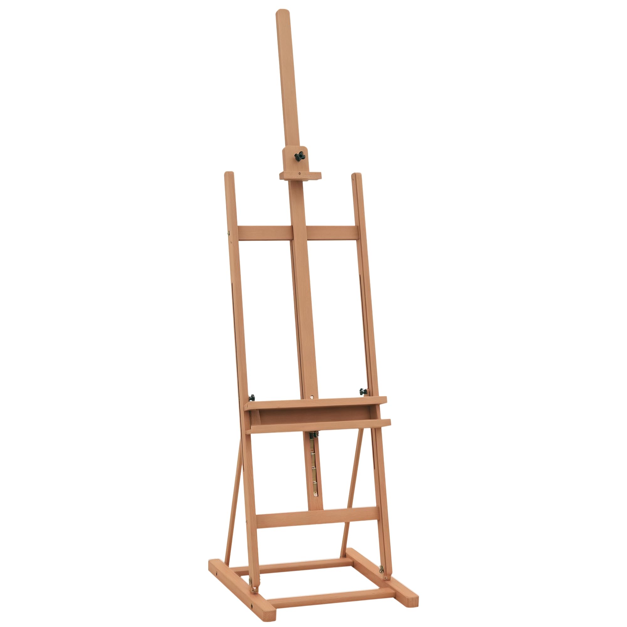 HOMCOM Cavalletto Pittura Regolabile in Legno di Faggio, Cavalletto Treppiede con Vano Contenitore per Dipingere su Tela, Portatile per Studio, Artisti e Pittori, Color Legno