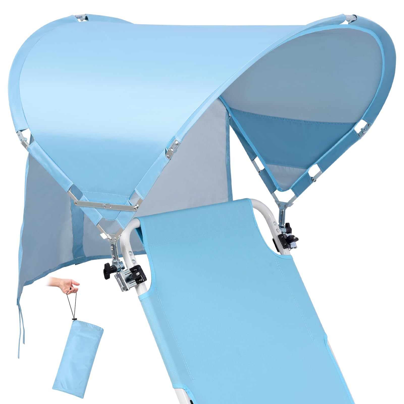 Universal Wind-Resistant Chair Umbrella Canopy, Foldable Portable UPF 50+ Sun Shade Attachment with Adjustable Clamp, Fits Most Beach, Camping, Lawn, Sports, Tanning, Zero Gravity Chairs & Wheelchairs — view 16
