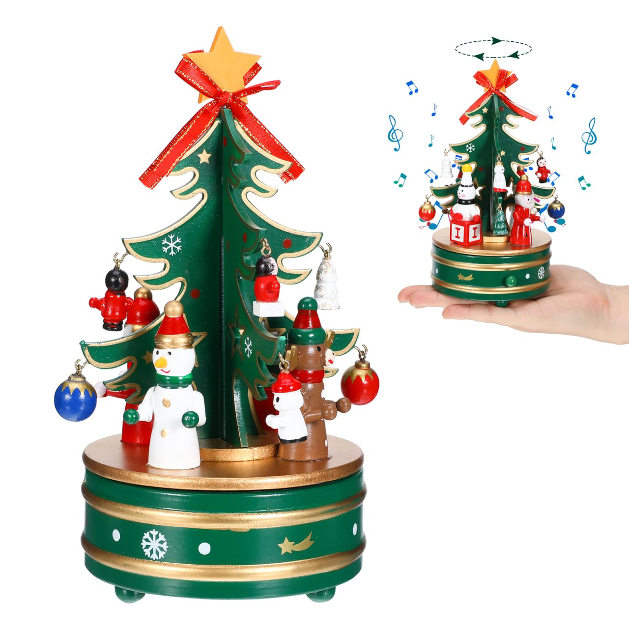 Amazon.com: Cabilock Christmas Wooden Rotating Music Box, Mini