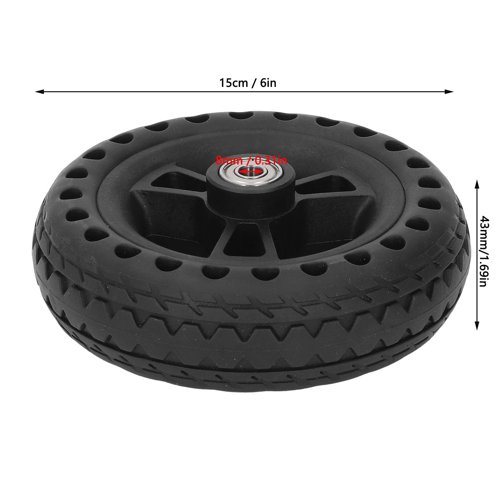 6 Inch TPE Rubber Wheel 75KG Load Bearing Hand Cart Replacement Wheel for Hand Carts with Compatible Specifications