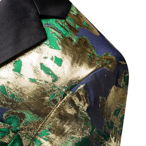 Image of Barry.Wang Mens Floral Blazer Suit Jacket Notched Lapel Casual Sport Coat