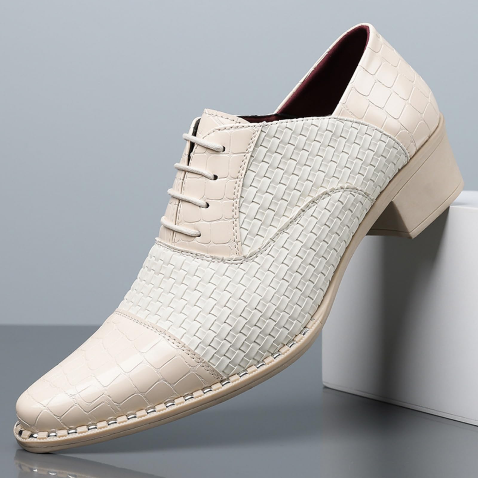 Scarpe Eleganti Uomo Intrecciate Scarpe Stringate Oxford Pelle | Punta Punta Tacco Largo, Scarpe Da Cerimonia Lavoro, Brogue Classico Moderno, Per Feste E Balli Da Sala