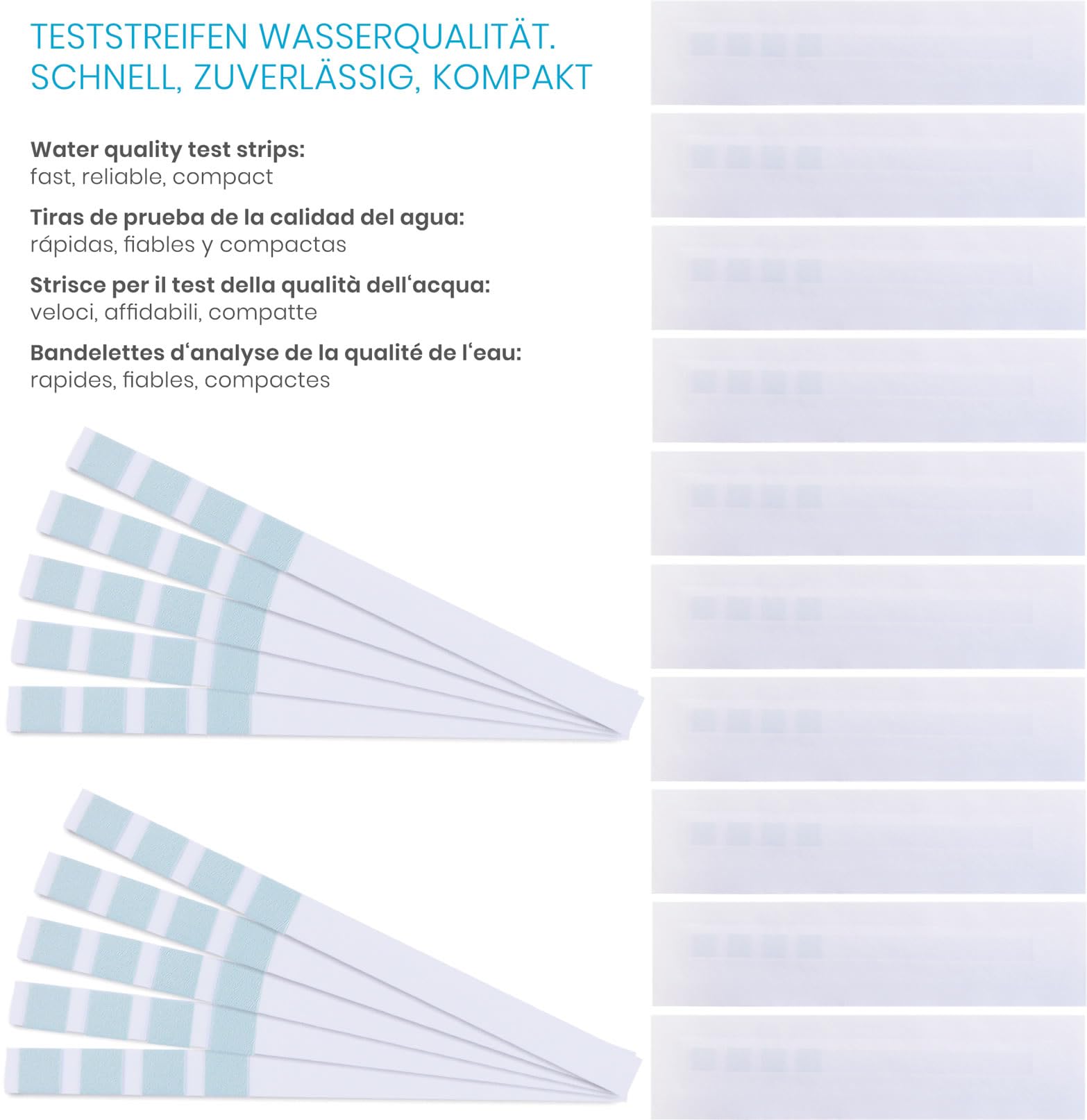 10 Strisce Reattive Per Test Durezza Acqua - Per Casa, Piscine, Acquari - Confezione Singola