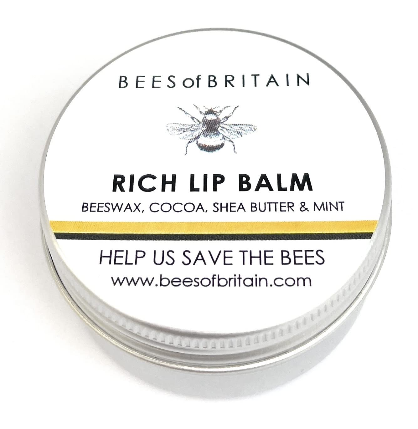100% Natural Lip Balm - Shea, Cocoa Butter, Beeswax, Mint. Repairs, Soothes, Hydrates. We Donate 5% of our Profit to Save Bees + Pollinators. 30ml