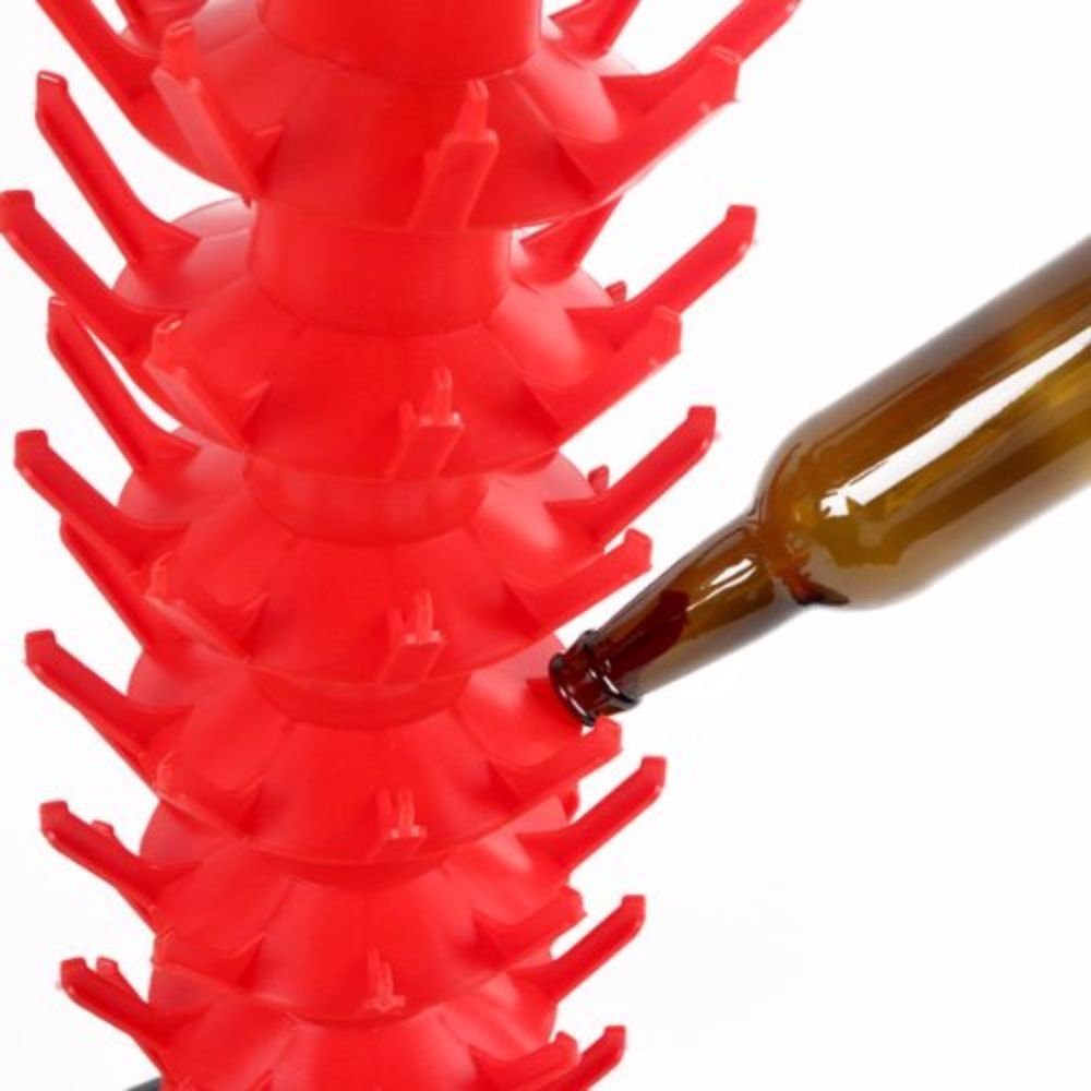 FastRack 81-Bottle Drying Tree | Wine Bottle Drying Rack with Drainage Tray | Screw-Type Plastic Bottle Tree for Sanitizing & Drying