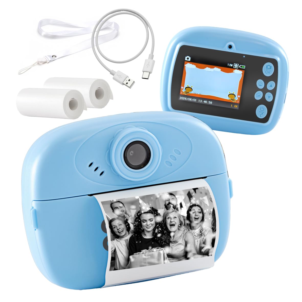 Global Gizmos Kids Camera Instant Print with Rotating Selfie Lens