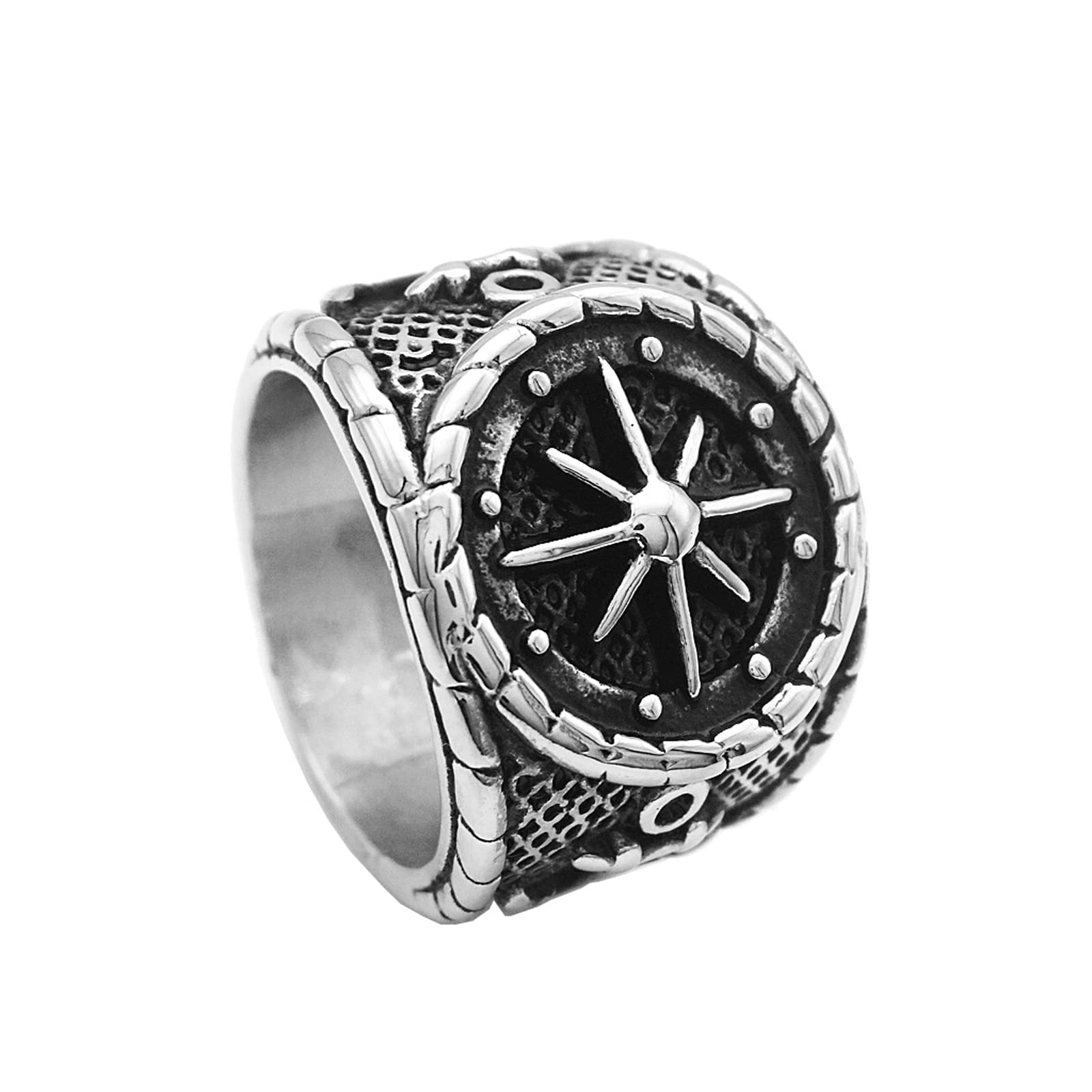 Hcma Men's Compass Navigation Anchor Sailor Titanium Steel Rings Punk Hip Hop For Boyfriend Biker Jewelry Creativity Gift
