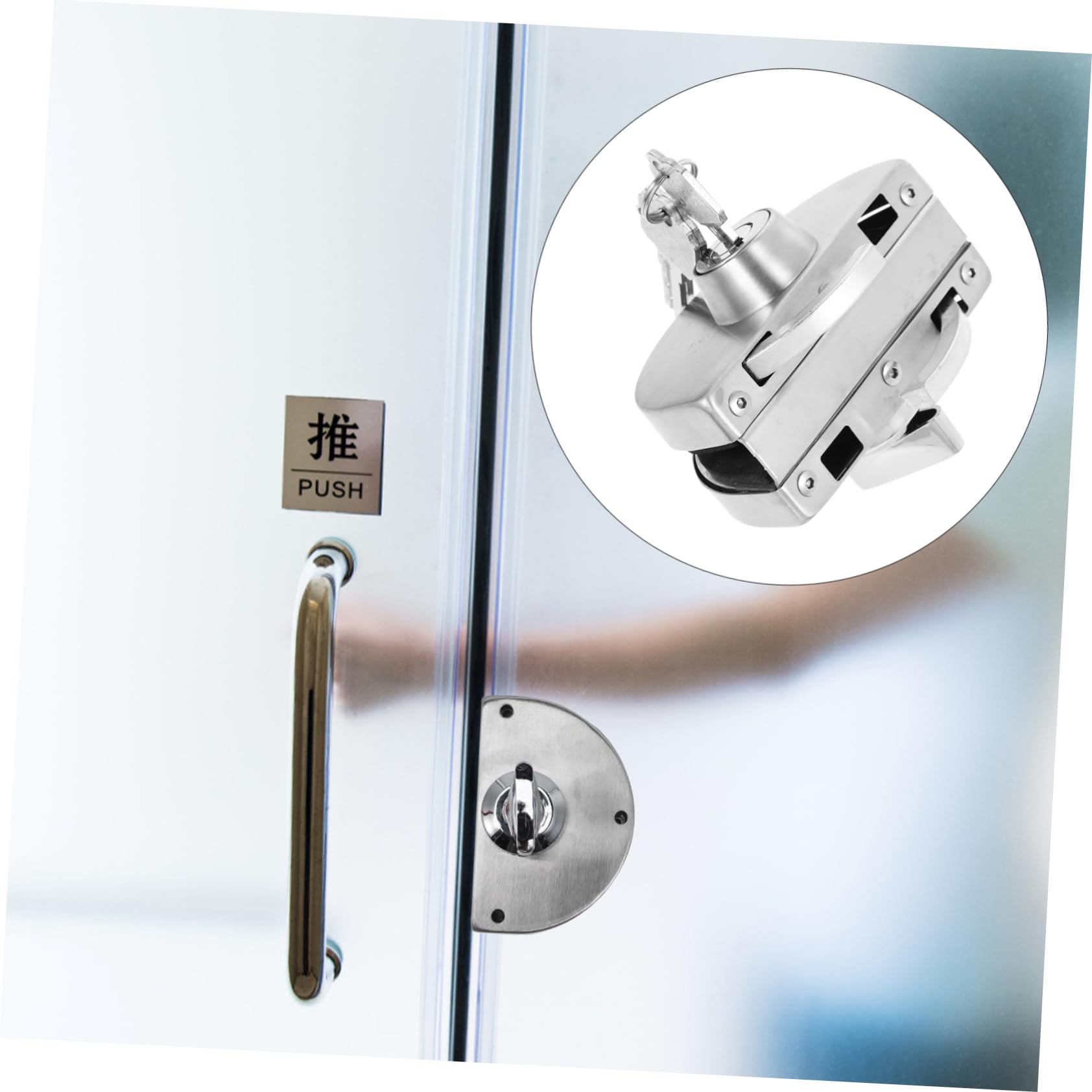 1 Set Serratura Scorrevole Inossidabile con Maniglia e Chiave per Porte Completo per Ufficio e Design per Installazione Facile