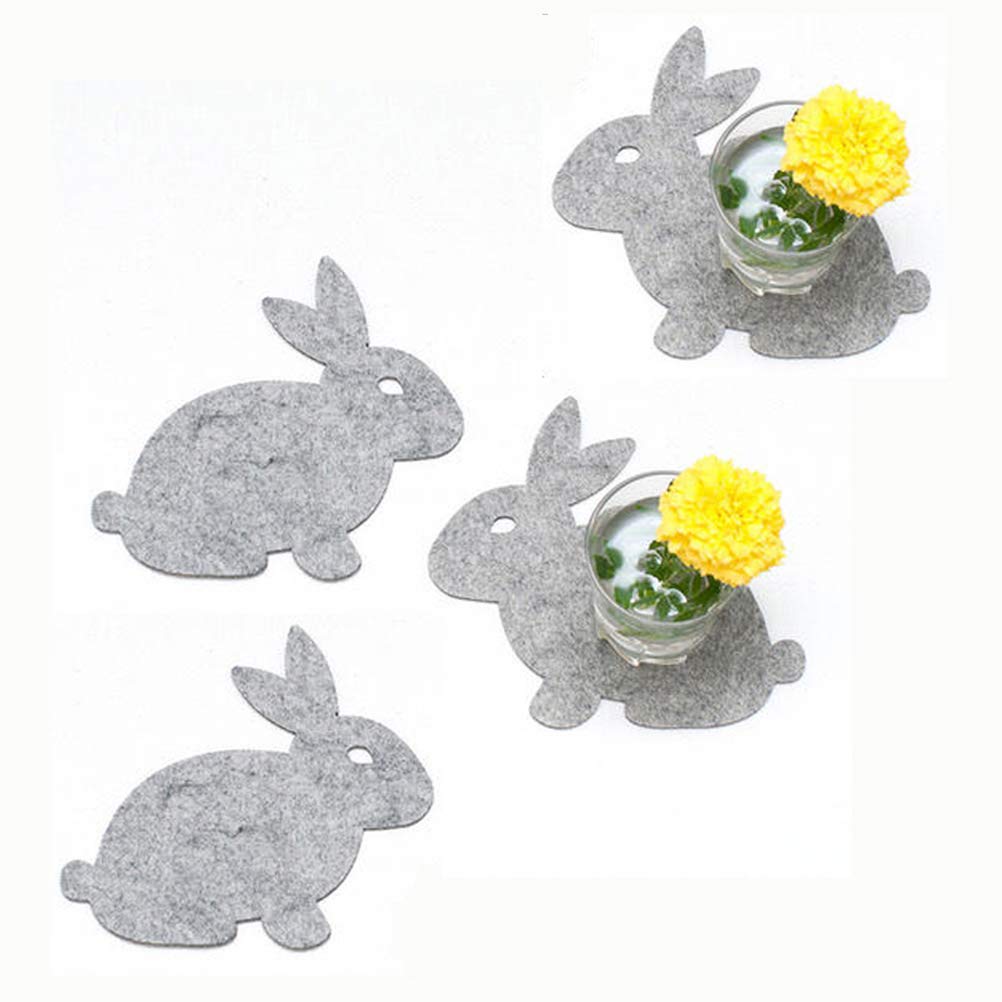 4PCS Easter Coasters, Easter Rabbit Coaster Placemats Bunny Shaped Table Mats Fabric Cup Cloth for Home Kitchen Decorations Heat-resistant Cup Mat Non-slip Plate Mats Tableware Accessories