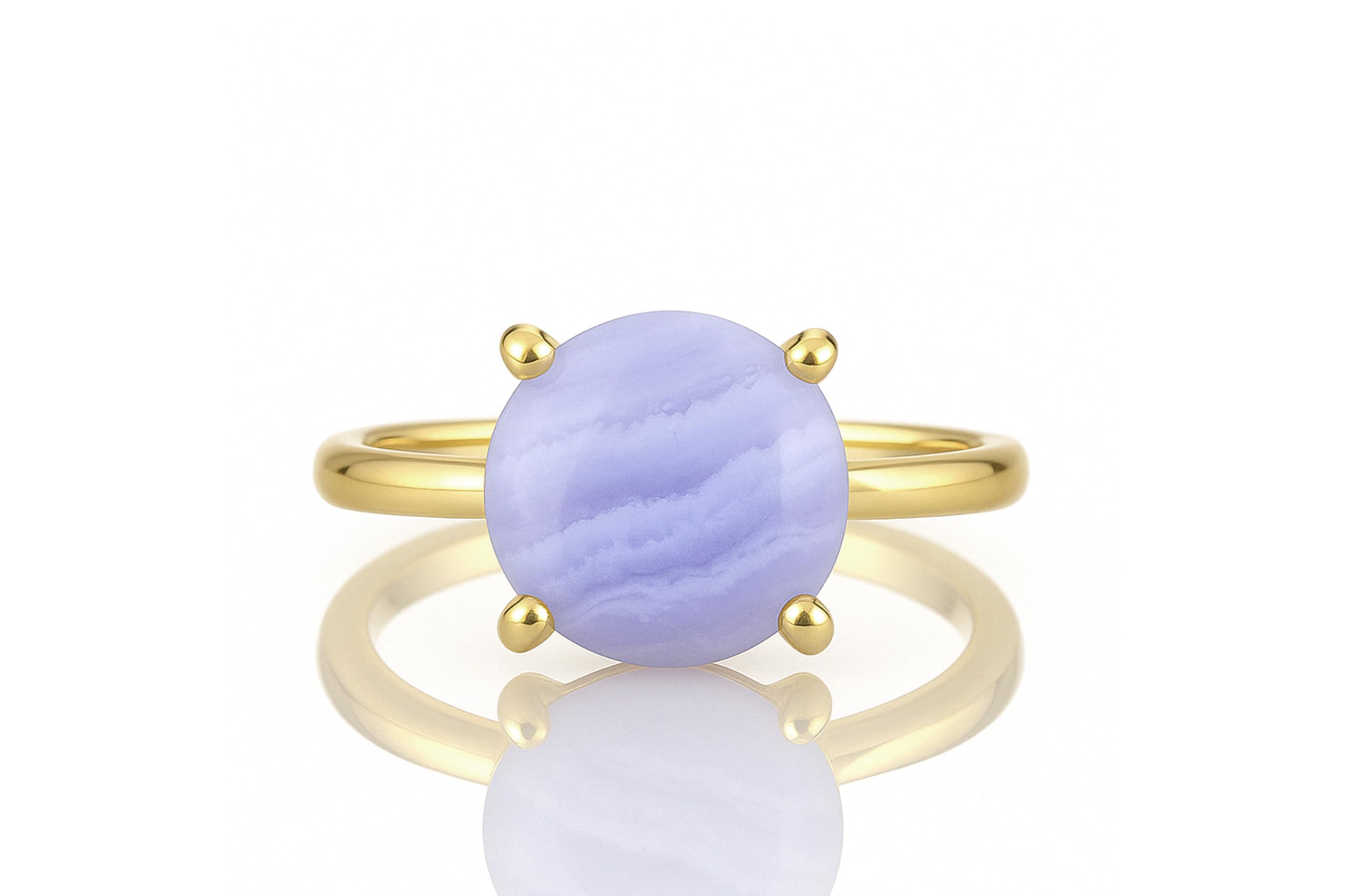 Anelli con Pietre d'Oro - Anello Chic con Agata Pizzo in Oro 14K - Anelli con Gemme Pastello per l'Estate Boho, Serate con Appuntamento e Abbigliamento Casual - con Scatola