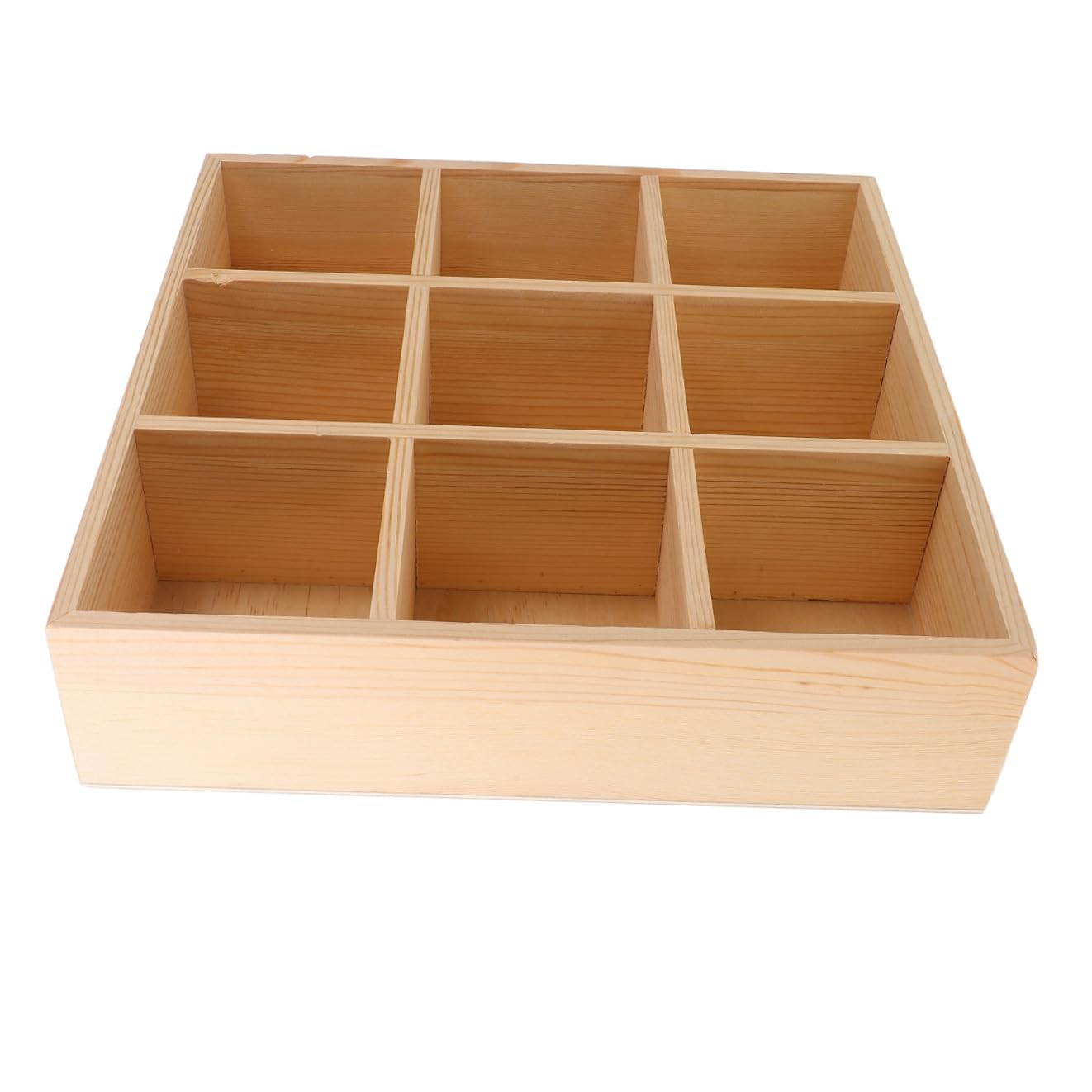 jojofuny Teebox aus Holz mit 9 Fächern Teebeutelhalter und Zuckerpäckchen Aufbewahrungsbox Multifunktionaler Küchenorganizer für Kaffee und Snacks