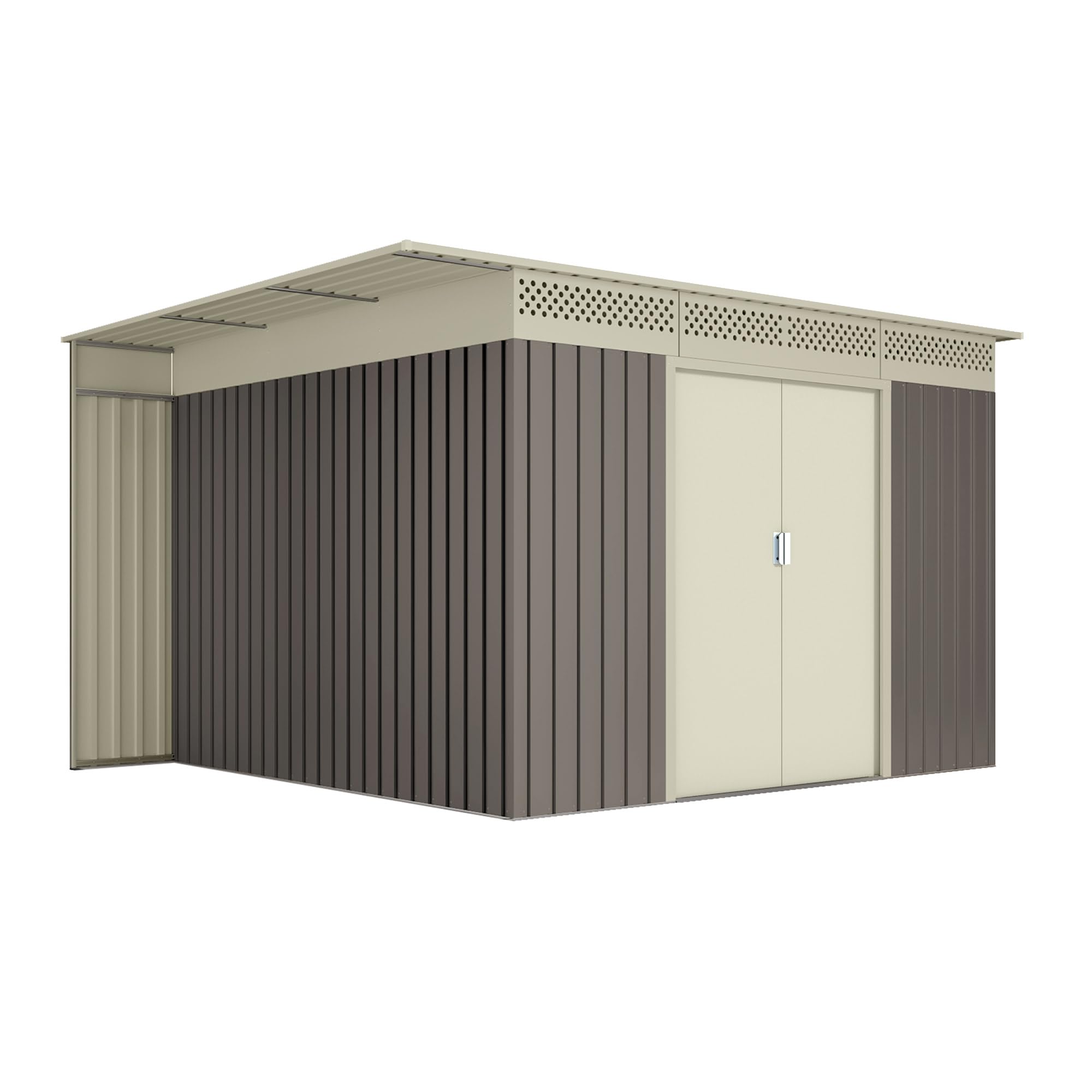 Hoggar by Okoru Capannone Metallo Grigio/Beige per Archiviazione 8,96 m2-269x333x189cm. Casta Giardino Terrazza