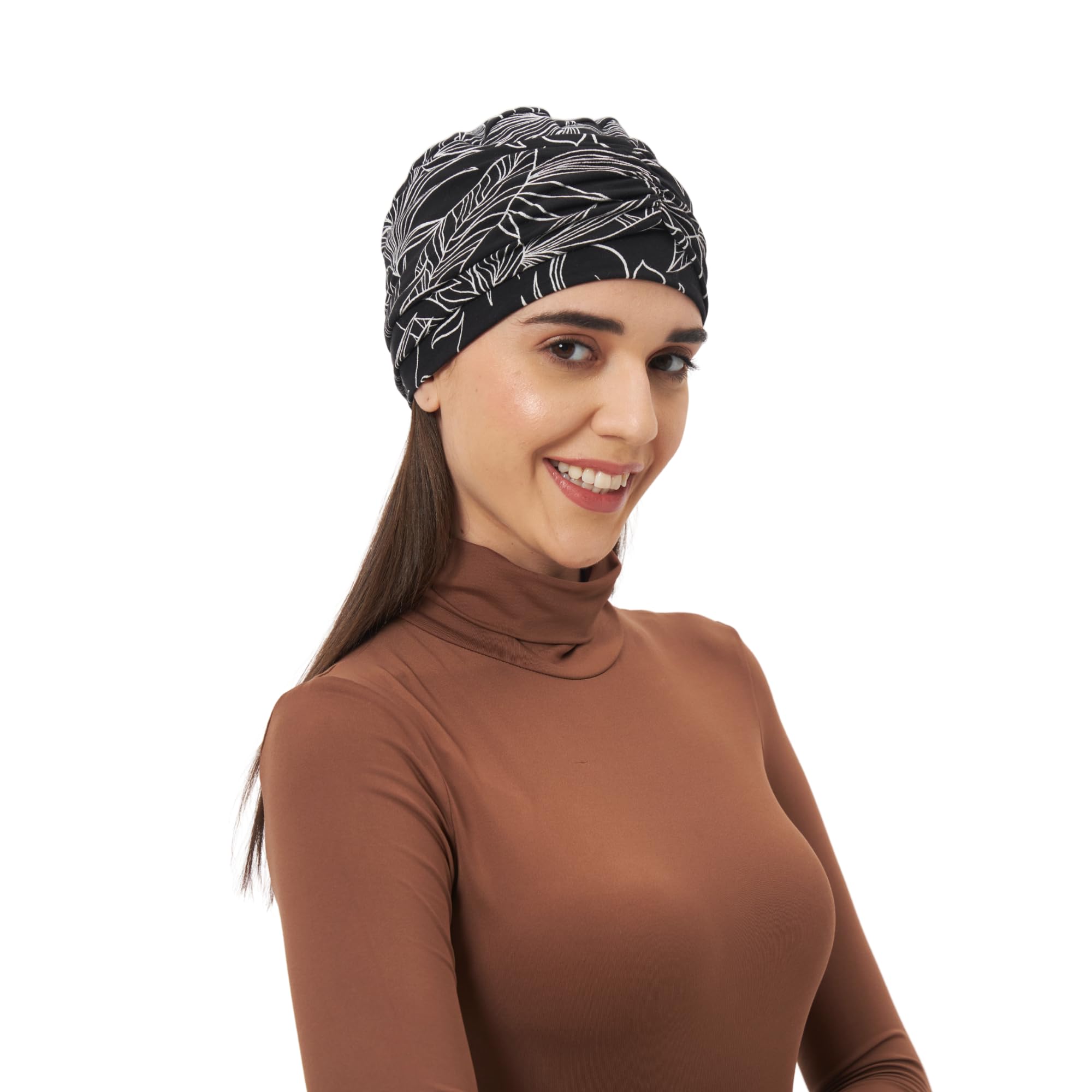Sponsored Ad - Beautifull Printed Bamboo Viscose Beanies with Rouched Band for Women's Chemo (HS119_Multicolor)