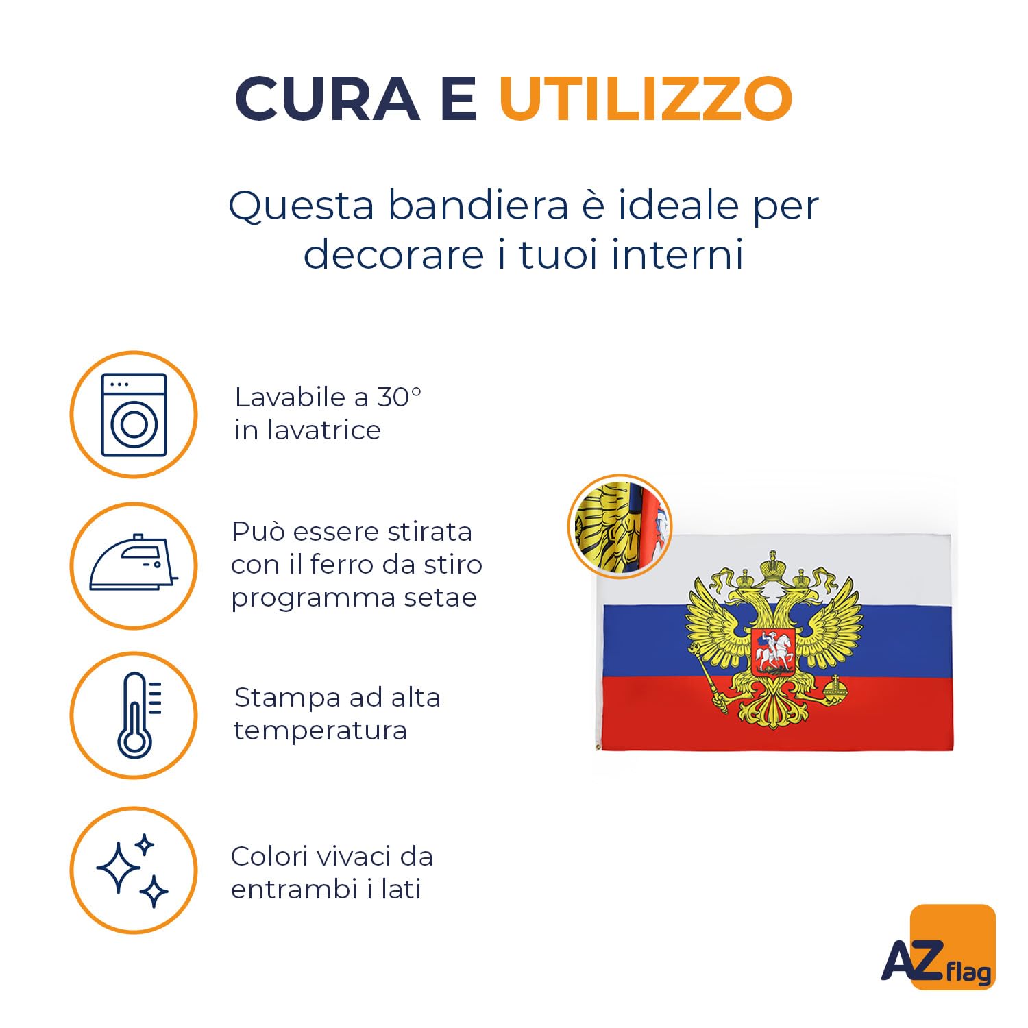 BANDIERA RUSSIA CON AQUILA 150x90cm - GRAN BANDIERA RUSSA CON STEMMA 90 x 150 cm Poliestere leggero - Bandiere - AZ FLAG - 5