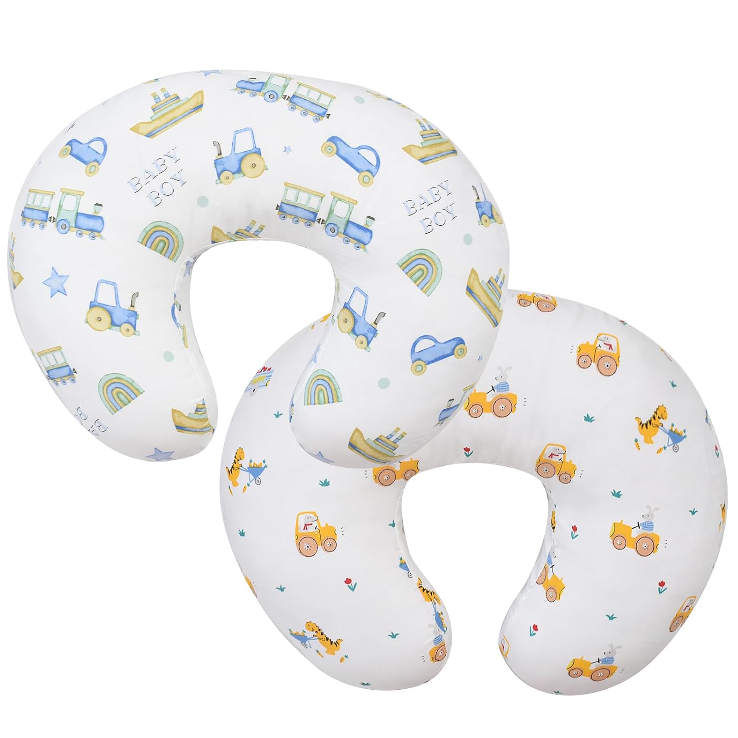 OWLOWLA Nursing Pillow Covers,Muslin Cotton Breastfeeding Pillow Covers for Nursing Pillow,Soft&Durable Nursing Cover Baby Boys Girls(Baby Boy&Dino)