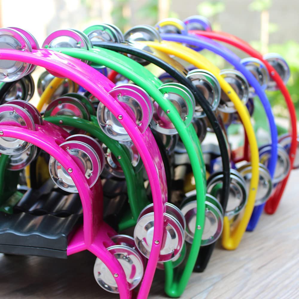Lot De 2 Tambourins 22 Cm Avec Poignée - 20 Paires De Cymbales Métal, Plastique ABS, Pour Fêtes, Karaoké, Musique