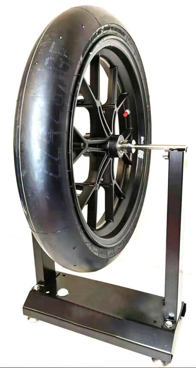 Equilibrador de Ruedas de Moto Manual Portátil Acero con 2 Conos y Huso Balanceo Preciso por Gravedad