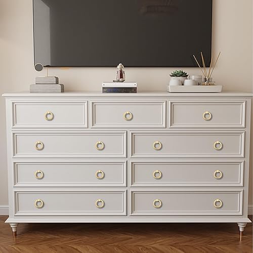 Miniatura 7 de RZDEAL 2 tiradores de latón macizo de 2.0 x 1-79 pulgadas para cajones de aparador, tiradores de anillo de muebles, manijas de puerta de armario