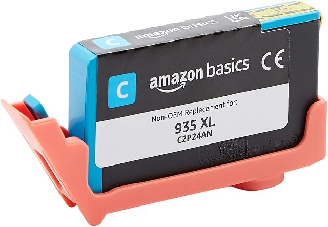 Amazon Basics Remanufactured High-Yield Inkjet Cartridge, Replacement for HP 935, XL, Cyan, Pack of 1