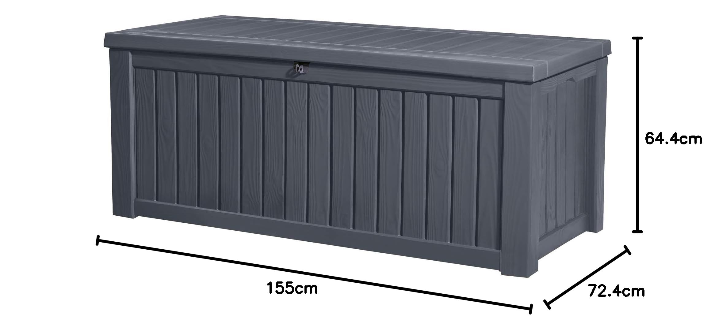 Koll Living Auflagenbox/Kissenbox 570 Liter l 100% Wasserdicht l mit Belüftung dadurch kein übler Geruch/Schimmel l Moderne Holzoptik l Deckel belastbar bis 250 KG (2 Personen) (Anthrazit)