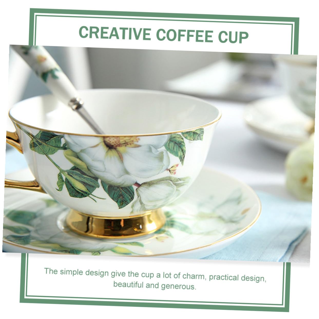 Set da 1 Tazza e Piattino in Ceramica Decoro Dorato, Facile da Pulire e Resistente per Tè e Caffè, per Pomeriggi Rilassanti e Colazioni Eleganti