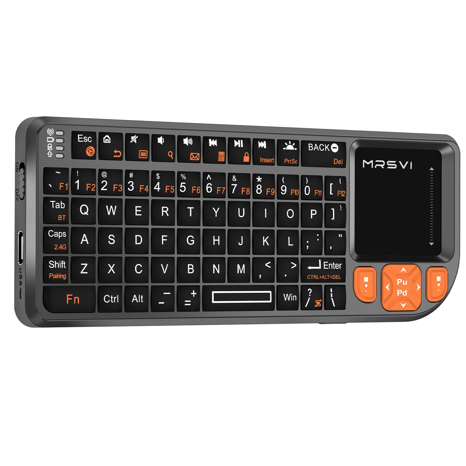 Mini tastiera con touchpad, mini tastiera Bluetooth, 2,4 G, ultra sottile, portatile, wireless, portatile, adatta per PC/tablet/TV/smartphone, adatta per viaggi, ufficio e uso domestico, ricaricabile
