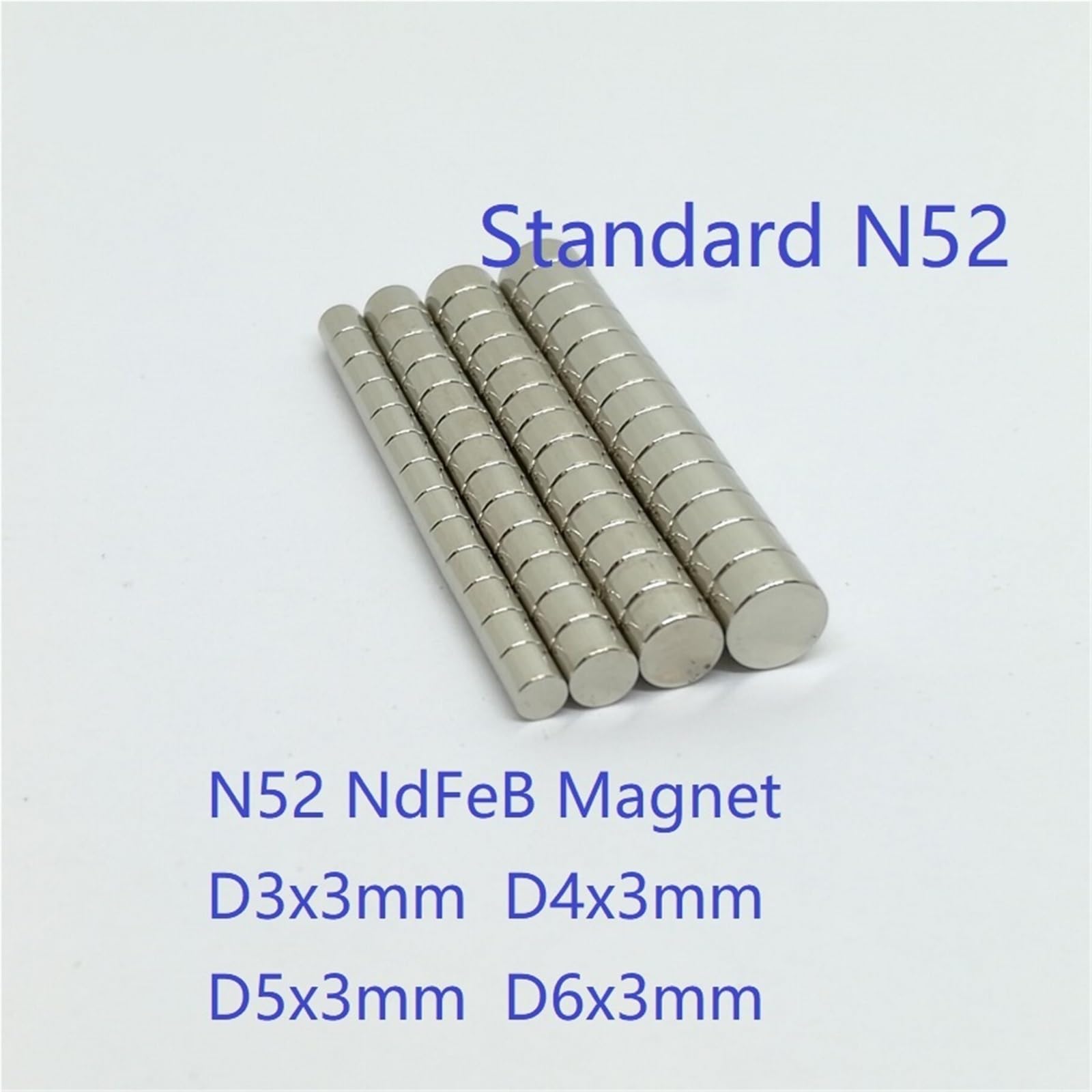 10 50 pièces/lot disque N52 NdFeB aimant 3 * 3 4 * 3 5 * 3 6 * 3 aimants permanents en néodyme Standard fort 3x3 4x3 5x3 6x3(N52 NdFeB D4x3mm,50PCS)