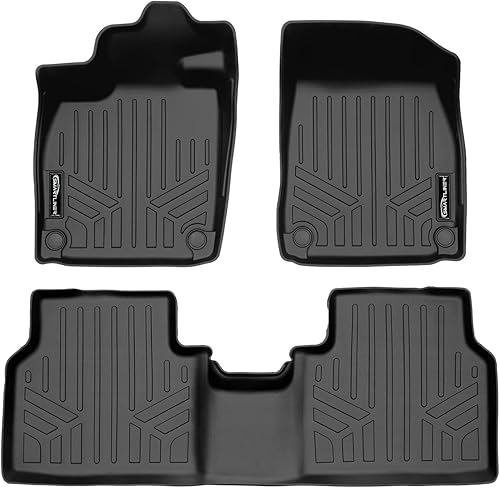 SMARTLINER Juego de alfombrillas negras de 2 filas para todo tipo de clima, compatibles con Volkswagen ID.4 2021-2023