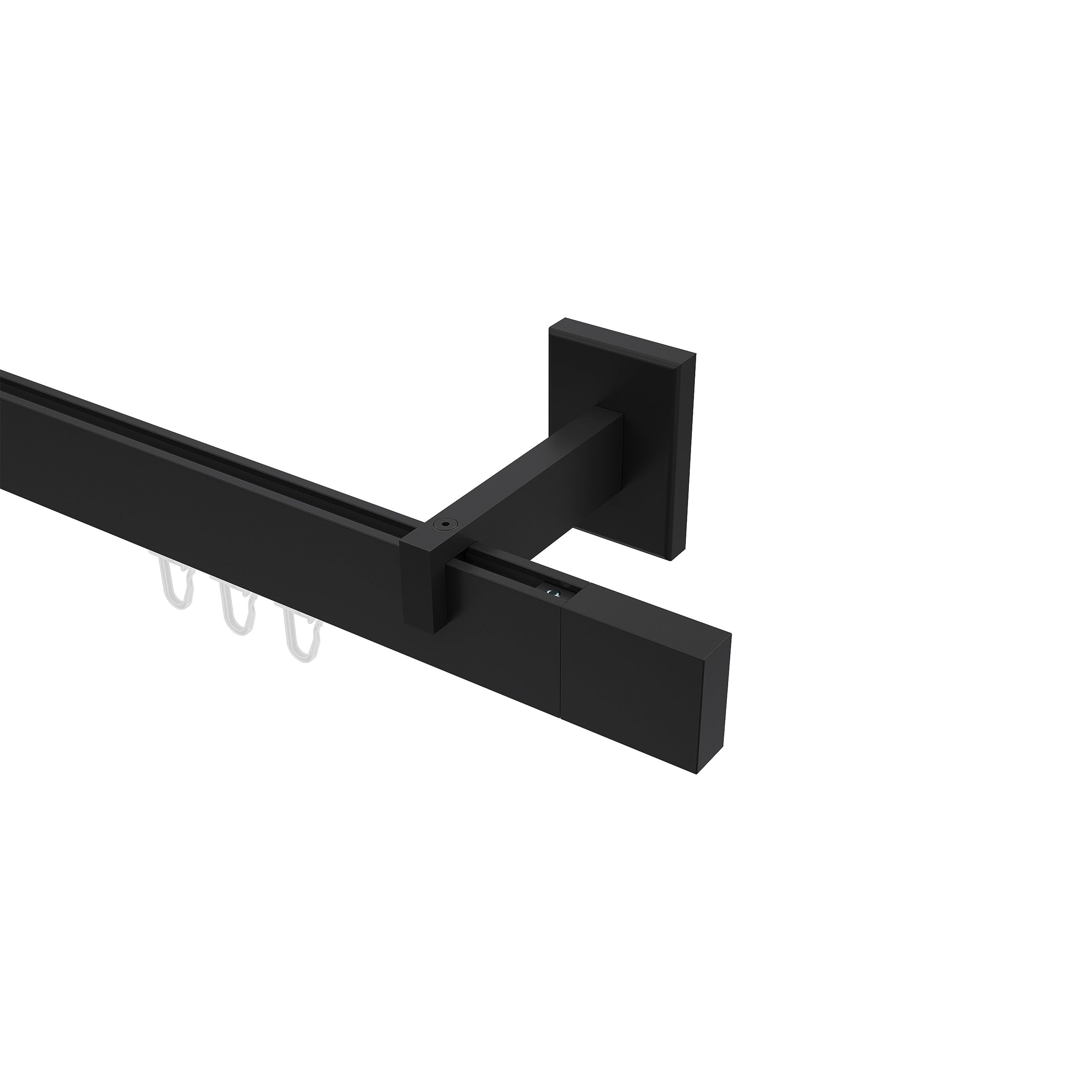 INTERDECO Innenlauf-Gardinenstange eckig 14 x 35 mm, kantige Innenlaufstange aus Metall, Schwarz, zur Wandmontage, Typ 10212919, 100 cm