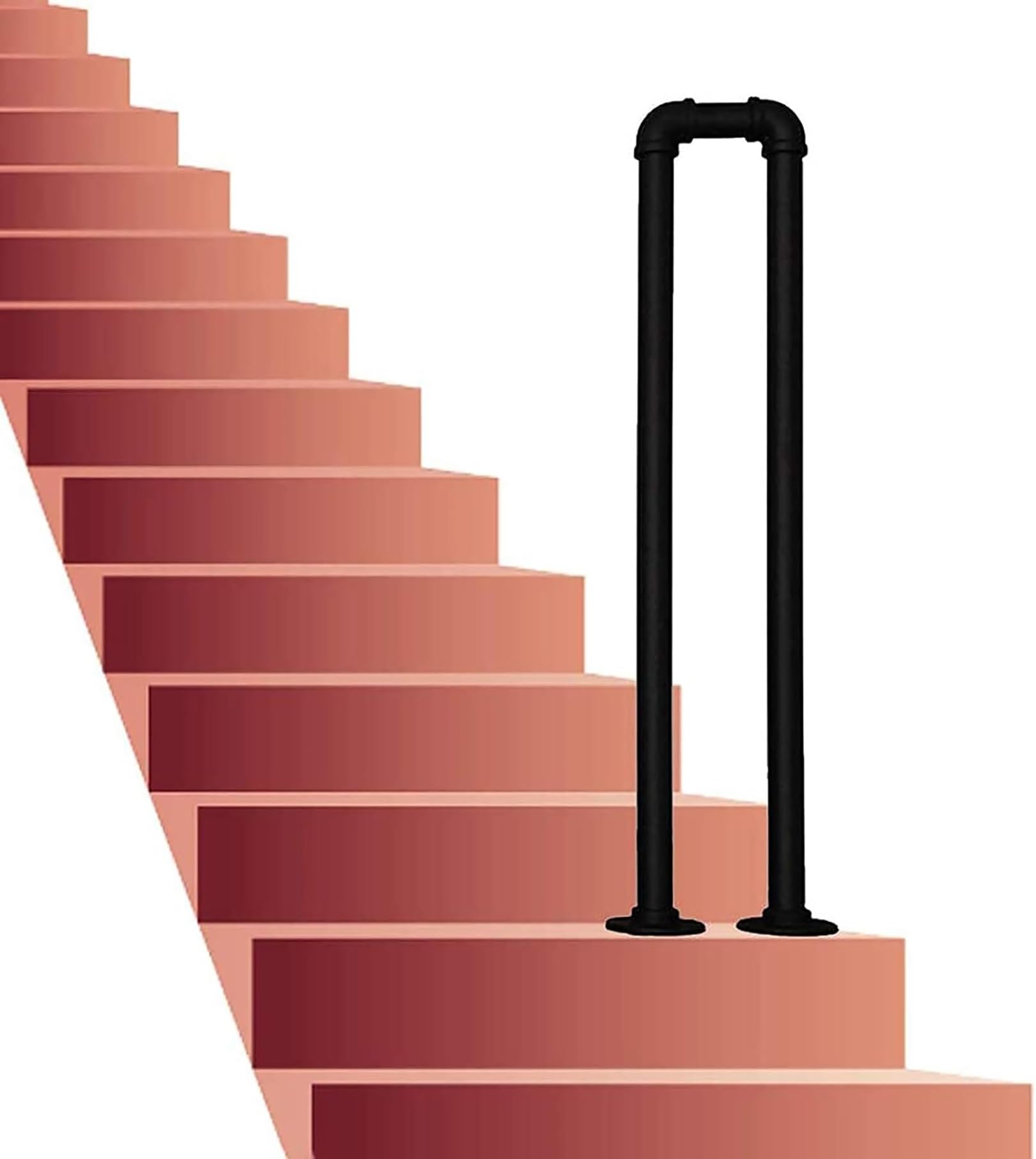 LWJSOCP Black Industrial Rustic Non Slip U Shaped Stair Handrails for Patio Corridor Garden Villa Balcony 55cm (1.8ft)