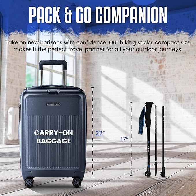 Miniatura 5 de Lucern Bastones de senderismo de carbono ultra ligeros y antigolpes de 5.7 onzas, increíblemente duraderos, sumamente cómodos, óptimamente seguros,