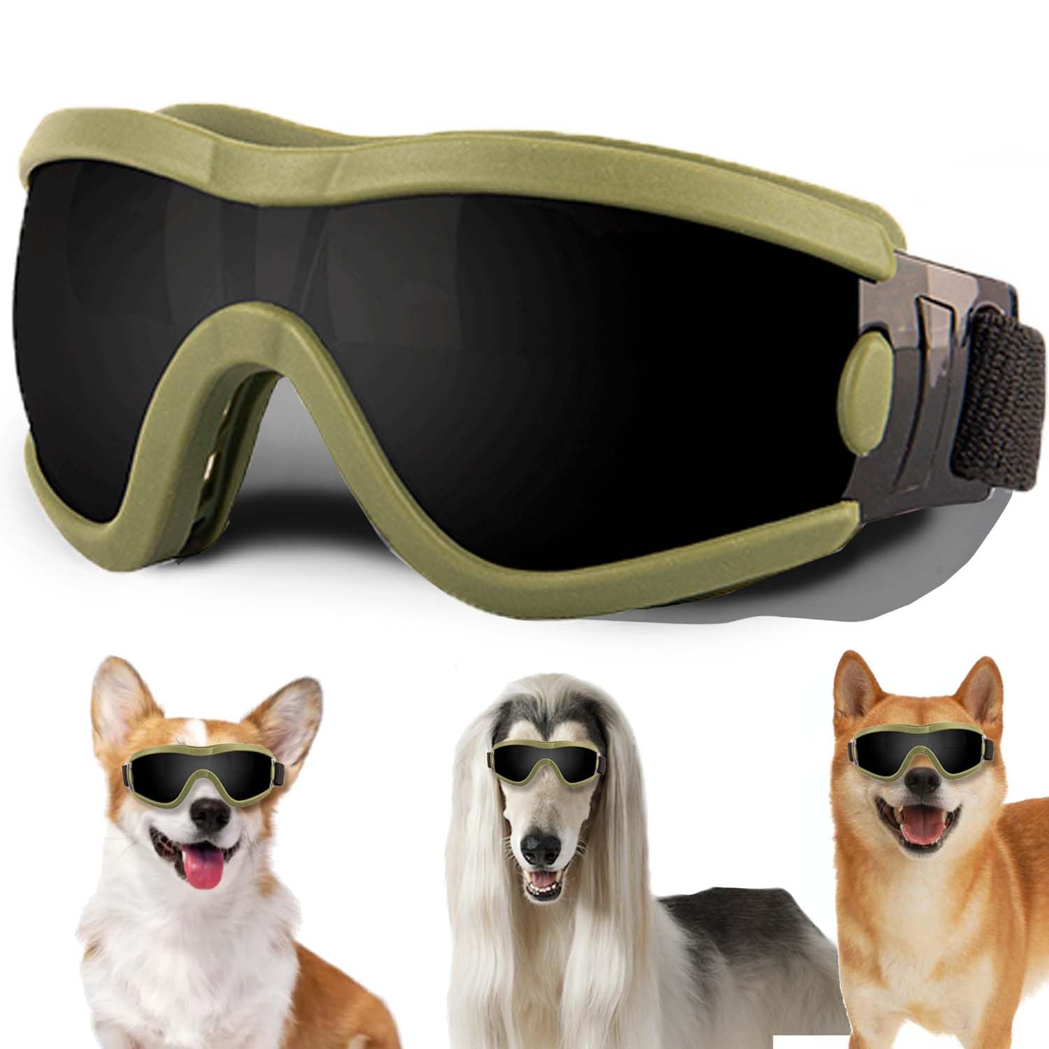 Medium Dog Sunglasses with Adjustable Strap UV Protection, Winproof Puppy Sunglasses, Suitable for Dogs Eyes Protection，Soft Dog Goggles