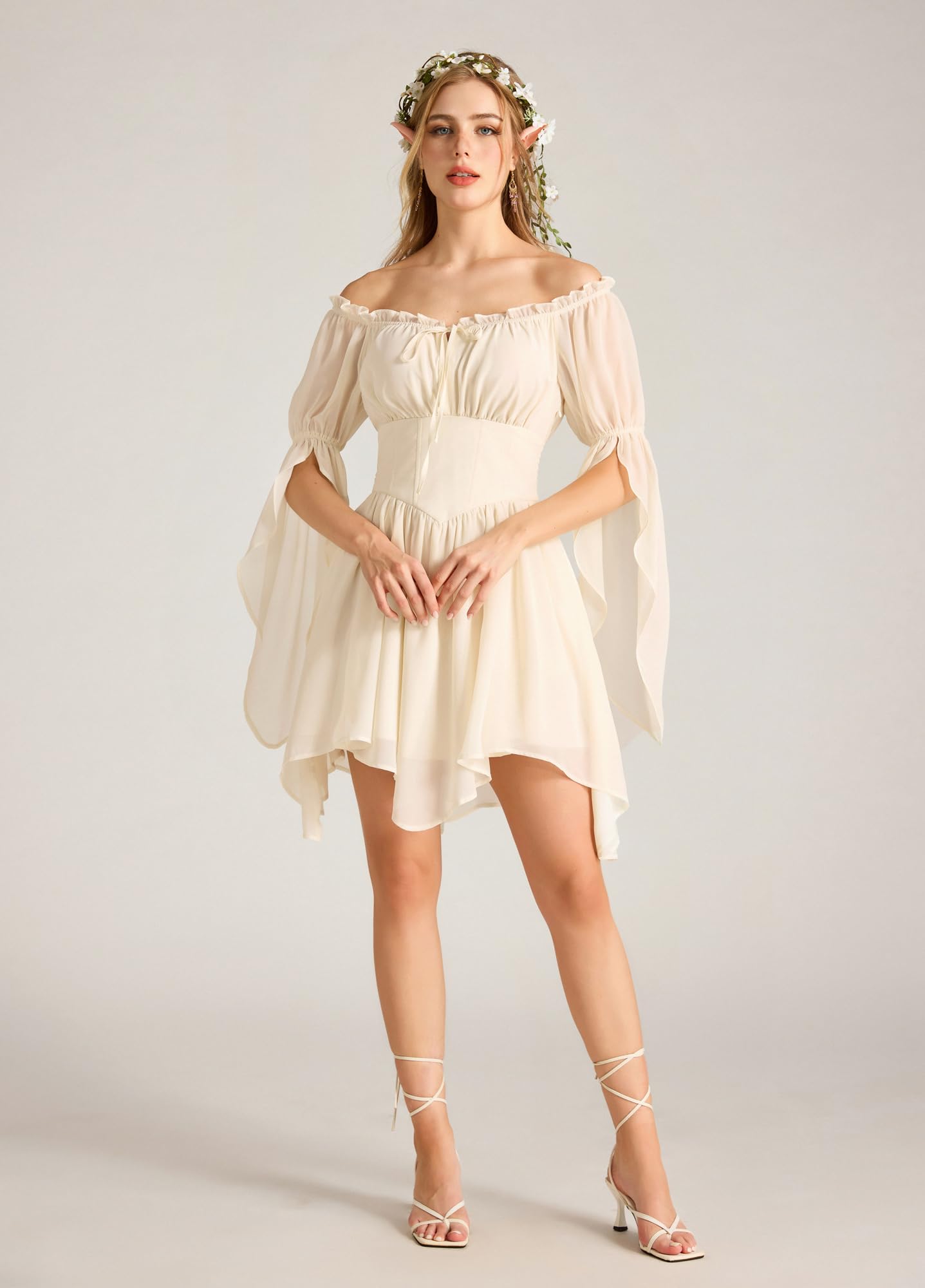 SCARLET DARKNESS Renaissance Korsagenkleid Mittelalter Chiffon Minikleid