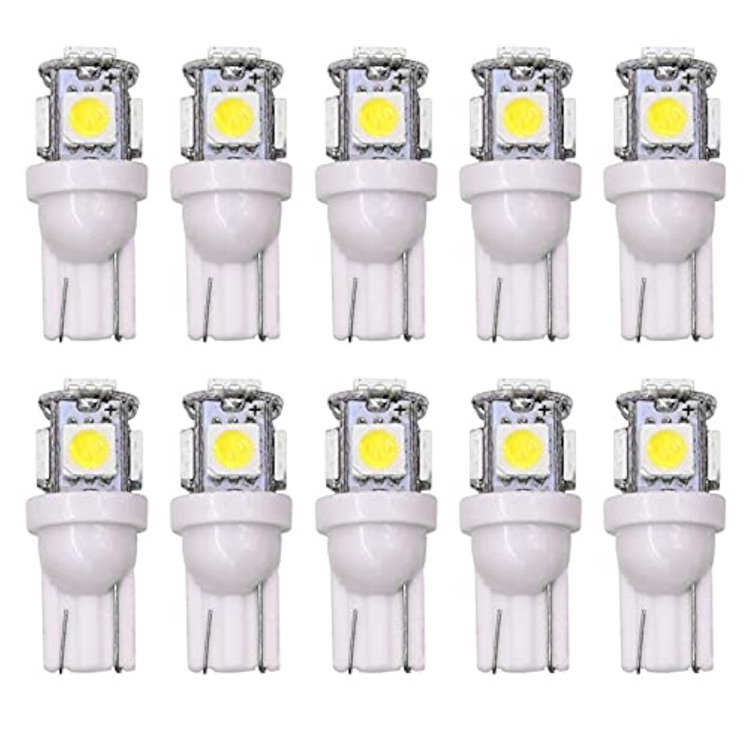 SOLDOUT 10 PCS T10 W5W LED Bulbs Car Side Dashboard Wedge Light Car Styling Xenon Auto Lamps Parking (Pack of 10, White)