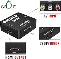 Vista 2 de RCA a HDMI AV a HDMI Convertidor 1080P Mini RCA compuesto CVBS AV a HDMI Video Audio Adaptador de convertidor compatible con PAL NTSC con cable