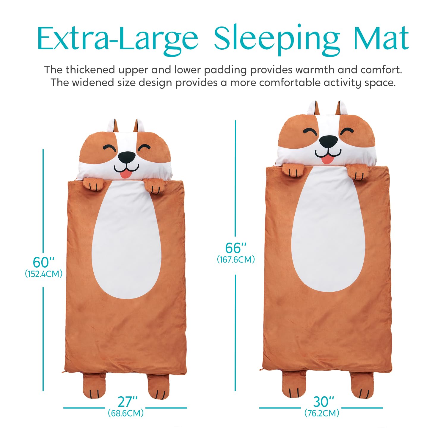 JOIEDOMI Dog Toddler Nap Mat with Pillow & Blanket, 60" x 39" for Kids Ages 3+, Nap Mat for Preschool - Image 6