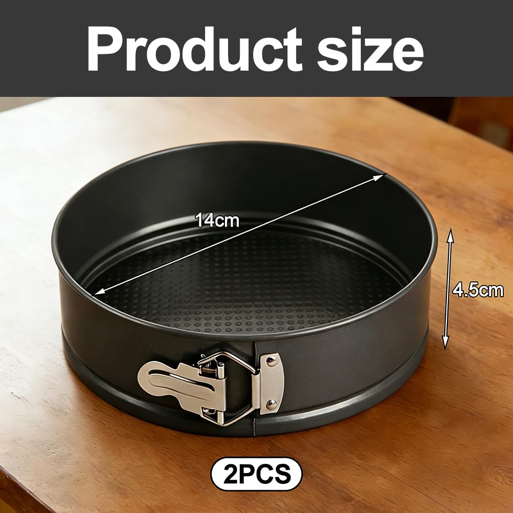Molde Redondo Desmontable 14 cm – 2 piezas Antiadherente, Acero al carbono – Ideal para Bizcochos, Tartas y Pasteles – Molde de Repostería con Liberación Rápida – Utensilio de Horno