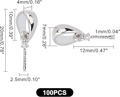 Miniatura 6 de PH PandaHall 100 colgantes de latón platino con perlas, colgantes, conector de ojo, pasador de ojo, colgante, soporte para cuentas perforadas