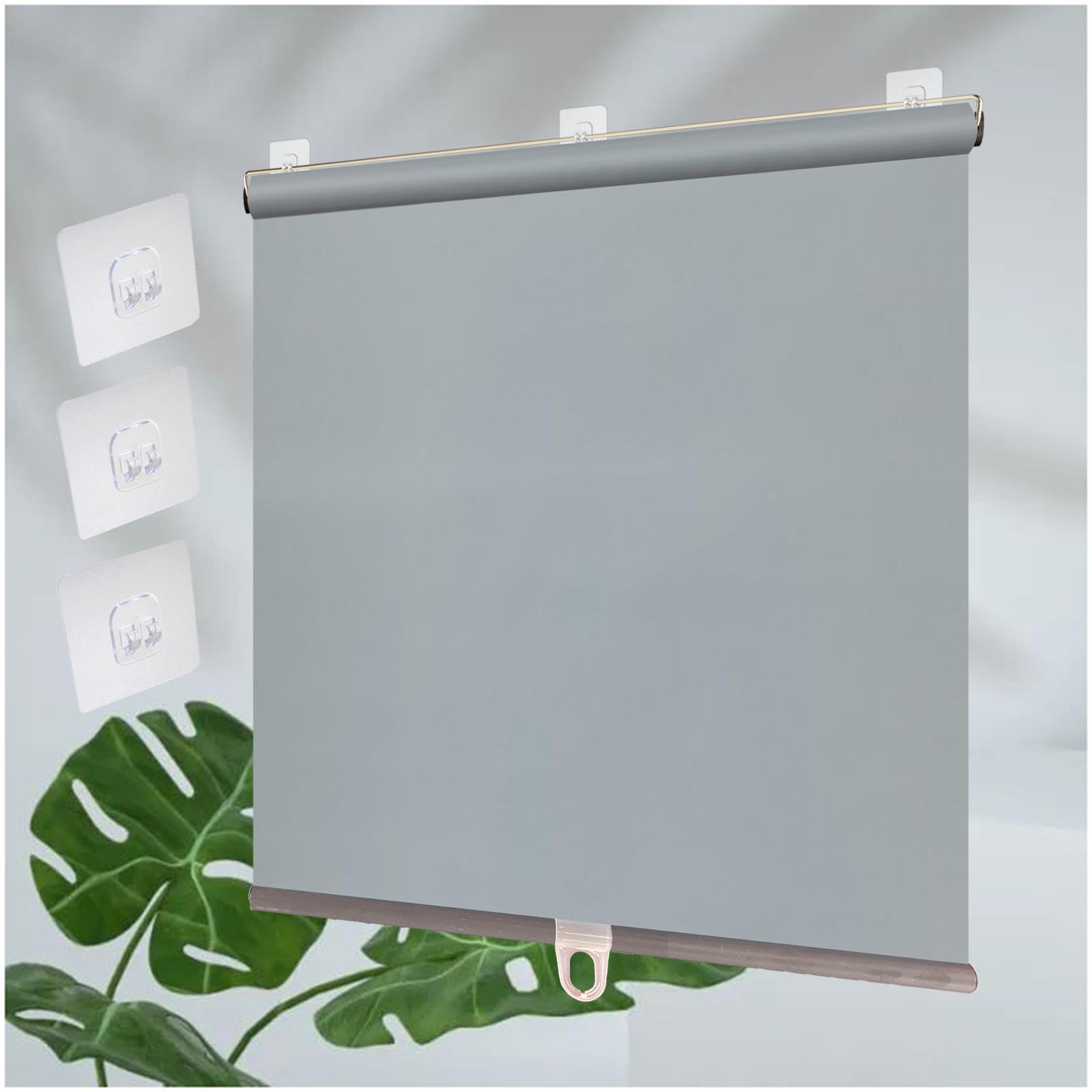 Xrdbfd Grey Total Blackout Roller Blinds, Blackout Curtains, Window Roller Shades No Drilling, Sunshade Roll Up Blinds, Blinds Sunscreen Privacy,-120X150cm/47 * 59In