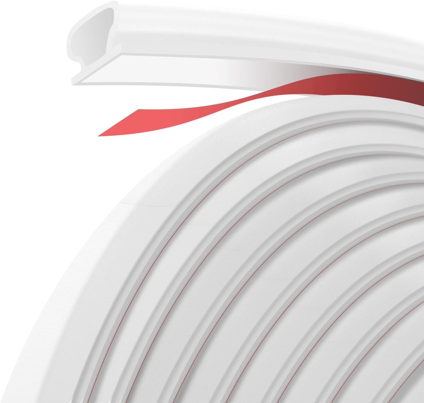 Door Sealing Strip 3m White, Self-Adhesive Rubber Draught Excluder, Soundproof & Insulation for Door and Window, Fits 2.5–5.5mm Gap